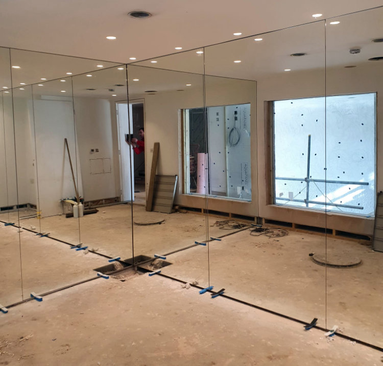 Mirror installation for a gym at a new property in Newquay