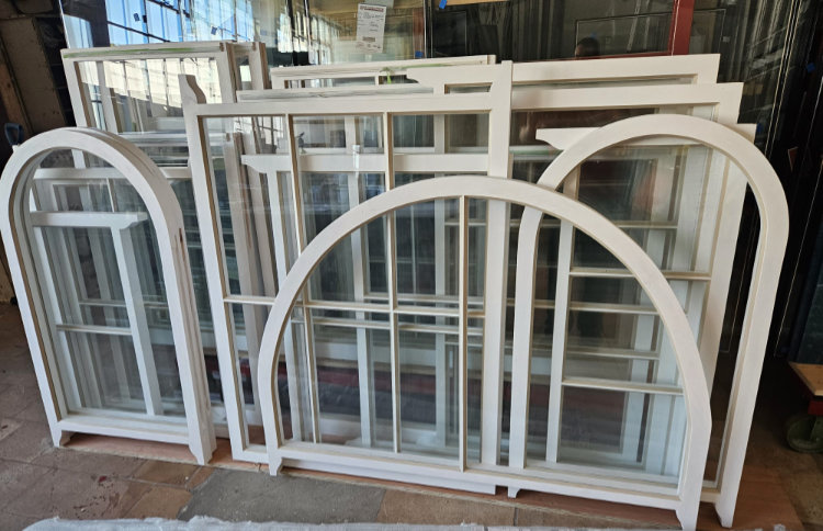 Traditional putty glazing frames glazed in our workshop ready to be installed by our joinery trade customer